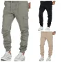 Мъжки едноцветни ежедневни панталони с джоб и шнур, 3цвята , снимка 1