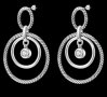 Дизайнерски модел висящи сребърни обеци халки,double и цирконий/нови, снимка 1 - Колиета, медальони, синджири - 43562324