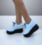 Обувки на платформа - бяла кожа с черно ходило - 120K, снимка 2