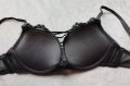 Hunkemoller 70B (UK 32B) черен сутиен с зелена дантела и огромни подплънки, снимка 3