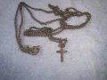 МИНИАТЮРНО СТАРО СРЕБЪРНО КРЪСТЧЕ СРЕБРО 950 с ПОСРЕБРЕНО СТОМАНЕНО ЗДРАВО СИНДЖИРЧЕ 12660, снимка 4