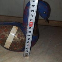 Страхотна синя дървена патица патка с месинг и кост, снимка 5 - Антикварни и старинни предмети - 43414181