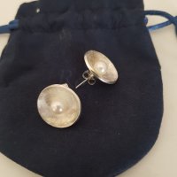Сребърни обеци с естествени перли , снимка 3 - Обеци - 33402213