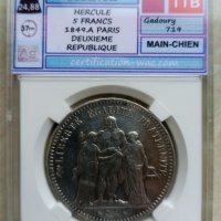 Франция 5 франка 1849 A / сребро, снимка 1 - Нумизматика и бонистика - 37486402