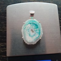 Сребърна висулка със син ахат, снимка 1 - Колиета, медальони, синджири - 33194769
