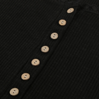 Дамска черна блуза рипс с къс ръкав, деколте с копчета и детайли с бродерия, снимка 7 - Други - 44893289