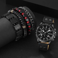 Комплект мъжки часовник с гривни, снимка 2 - Мъжки - 44041393