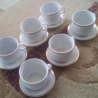 Чашки за кафе и чай с чинийки, златен кант, снимка 3 - Чаши - 26608162