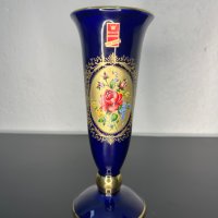 Немска кобалтова ваза №4826 , снимка 4 - Антикварни и старинни предмети - 43169565
