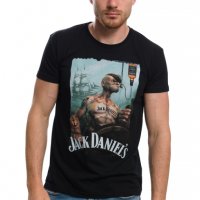 Нова мъжка тениска с дигитален печат Попай Моряка - Джак Даниелс , снимка 3 - Тениски - 28059804