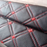 Кожени протектори с червен конец бродерия на ромбове за колан на кола автомобил джип ван камион , снимка 3 - Аксесоари и консумативи - 38405895