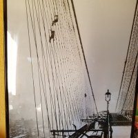 Картина Бруклински мост: черно-бял мотив със стъкло , снимка 1 - Картини - 27631620