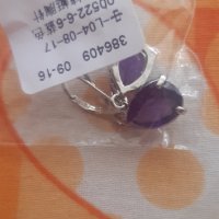 Красиви Дамски обеци с пурпурни камъчета, снимка 3 - Обеци - 35081851
