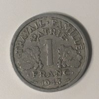 1 франк 1943 Франция, снимка 1 - Нумизматика и бонистика - 32622154