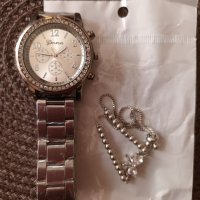 Дамски часовник Jeneva чисто нов + подарък гривна и кутия, снимка 3 - Дамски - 37984242