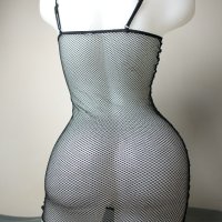 Еротична черна мрежеста прозрачна мини рокля по тялото, снимка 1 - Бельо - 40305364