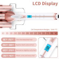 Ohuhu Маша за коса,тройни цевчета,загрява бързо с LCD дисплей за температура, розово злато, снимка 6 - Маши за коса - 43268660