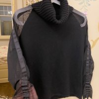 ✅блуза черна ръкави прозрачни тюл, снимка 1 - Блузи с дълъг ръкав и пуловери - 35137052