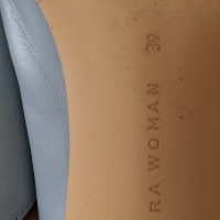 Удобни сини чехли Zara естественна кожа., снимка 6 - Дамски обувки на ток - 37373588