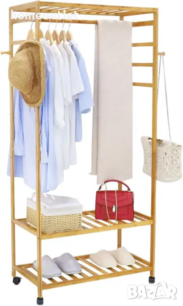 ПРОМОЦИЯ Мобилен бамбуков стелаж за съхранение X8JJZ-G1, снимка 1