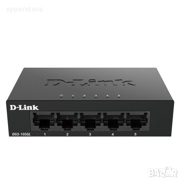 Суич D-Link DGS-105GL 5-портов 10/100/1000Base-T Gigabit Ethernet Metal Housing Unmanaged комутатор, снимка 1