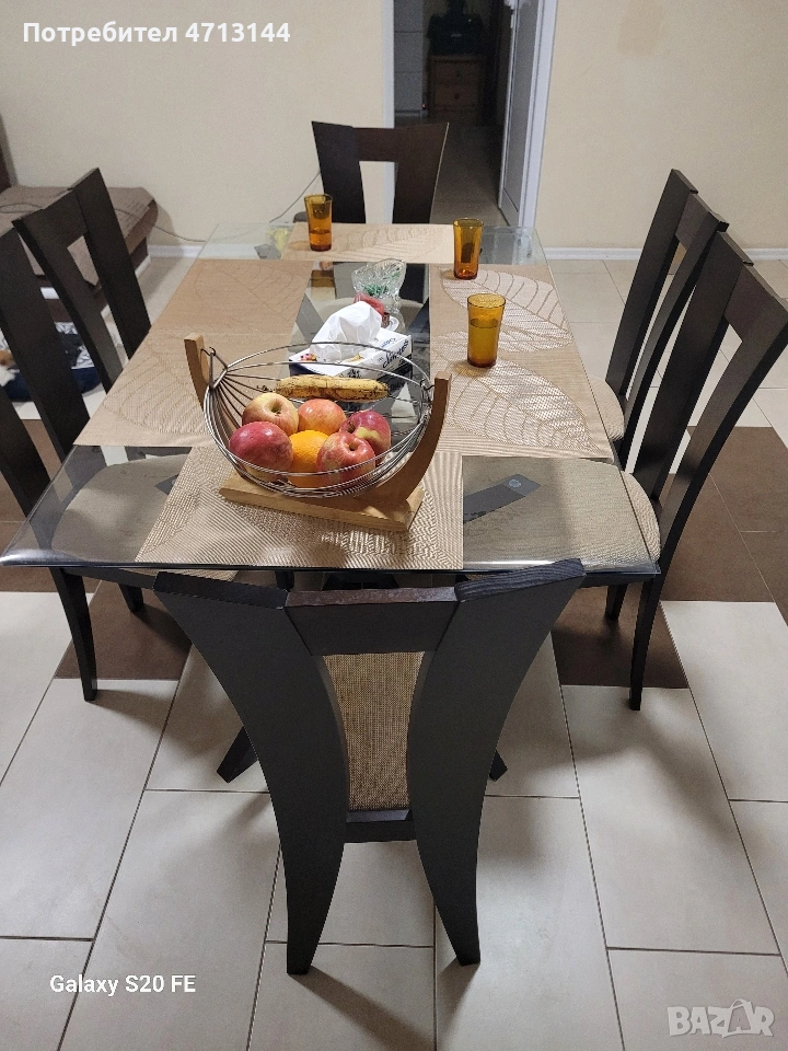 Стъклена трапезна маса, снимка 1