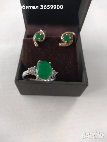 Сребърен к-т пръстен и обици+подарък , снимка 1