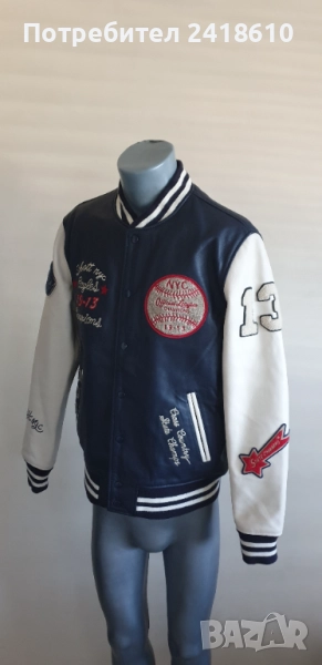 Schott NYC Teddy Avec Badges Leather Jacket Mens Size L  НОВО! ОРИГИНАЛ! Ест. кожа!, снимка 1