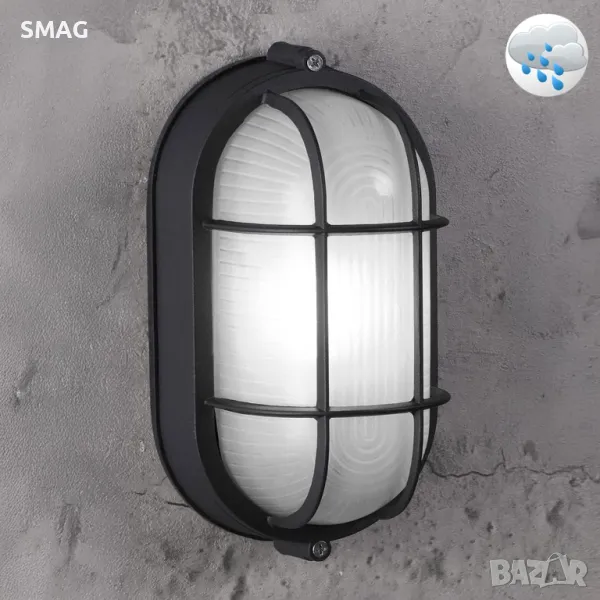 Външна стенна лампа Овална черна 21x10.5x8.5cm S_1240115, снимка 1