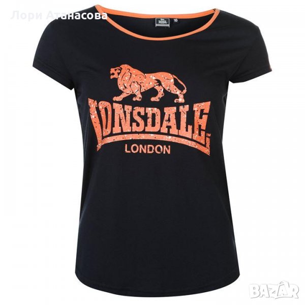 Лятна тениска в черно" Lonsdale " с къс ръкав с щамповани мотиви , снимка 1