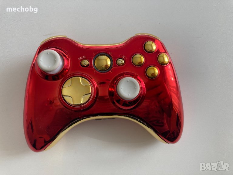 Оригинален джойстик за Xbox 360 Gold and red chrome, снимка 1