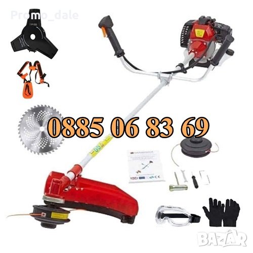 Моторна коса тример 72 куб./ храсторез + дискове, кордова глава, самар, снимка 1