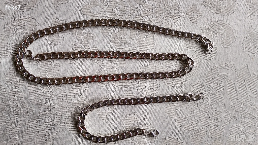 Мъжки ланец и гривна от медицинска стомана , снимка 1