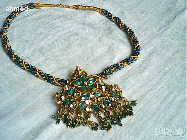 разкошно позлатано колие е обици сес кристали, снимка 1