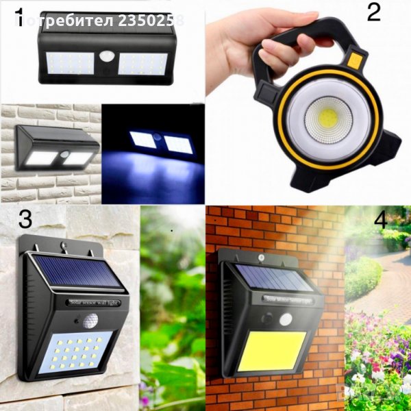 LED соларна лампа прожектор сензор за движение фенер градинска лед , снимка 1