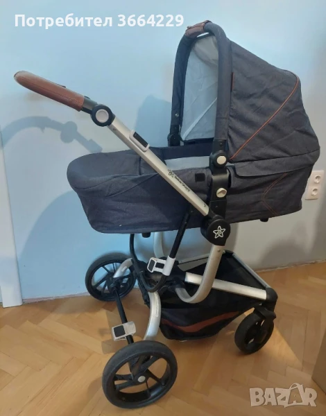 Комбинирана бебешка количка Bebe Stars 3 в 1 + дъждобран, снимка 1