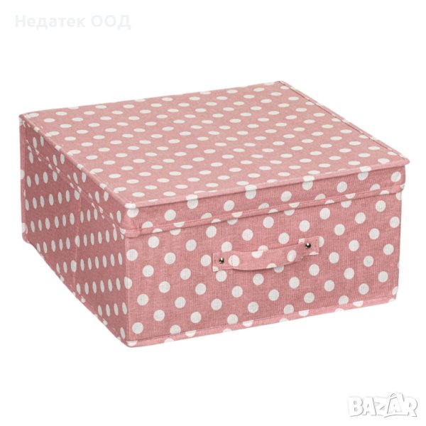 Кутия за съхранение, с капак, розовa, на точки ,40x40x20 см, снимка 1