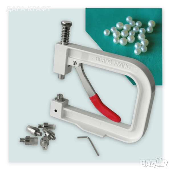 Машинка за поставяне на шивашки перли с нит с 5бр приставки с различни размери, снимка 1