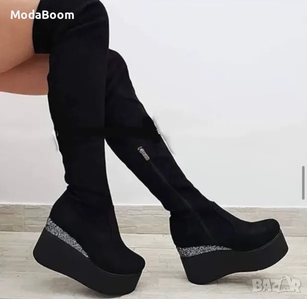 Ботуши на платформа - Велур, снимка 1
