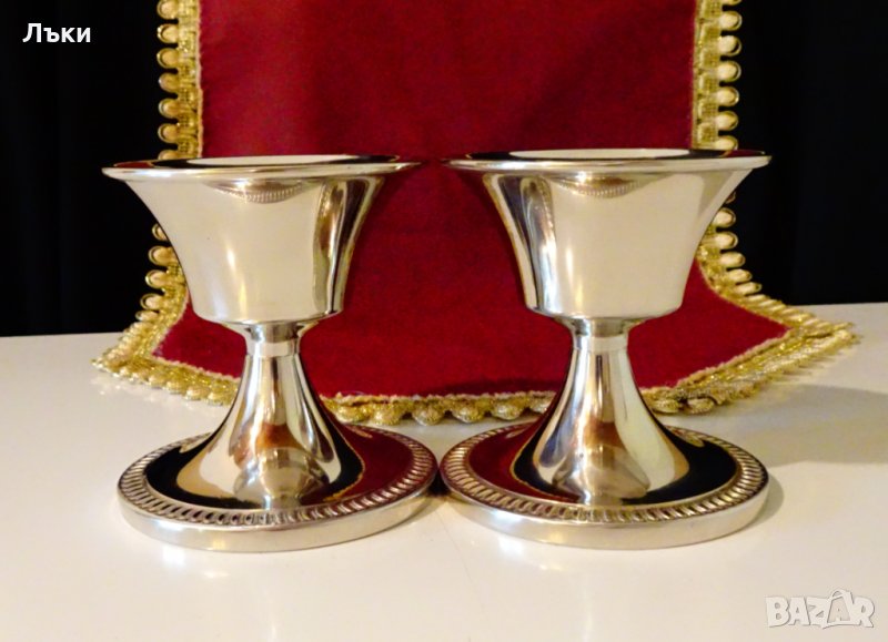 Посребрен бокал,масивен 8 см. , снимка 1