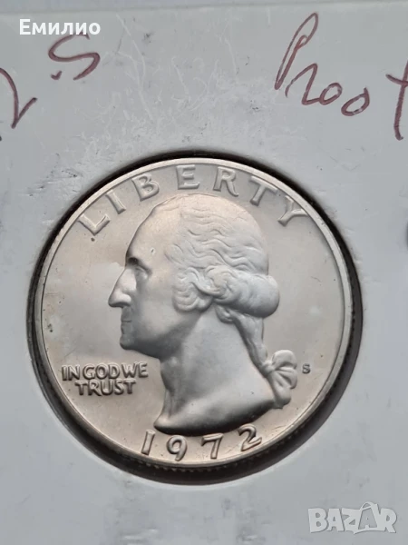 USA 25 CENTS 1972-S  PROOF COIN. UNC , снимка 1