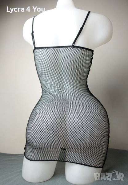 Еротична черна мрежеста прозрачна мини рокля по тялото, снимка 1
