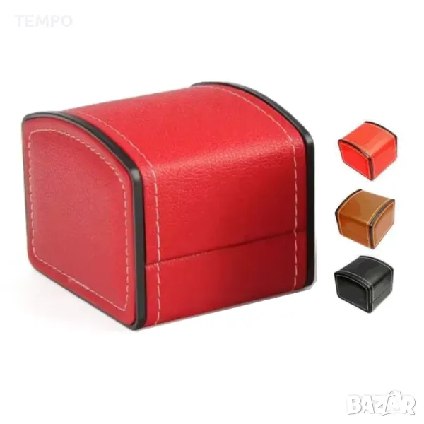 КОЖЕНА КУТИЯ за ЧАСОВНИК- ЧЕРВЕНА, снимка 1