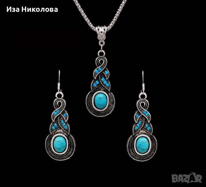 Винтидж комплект обици и колие, снимка 1