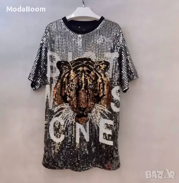 Тениска с пайети oversize , снимка 1