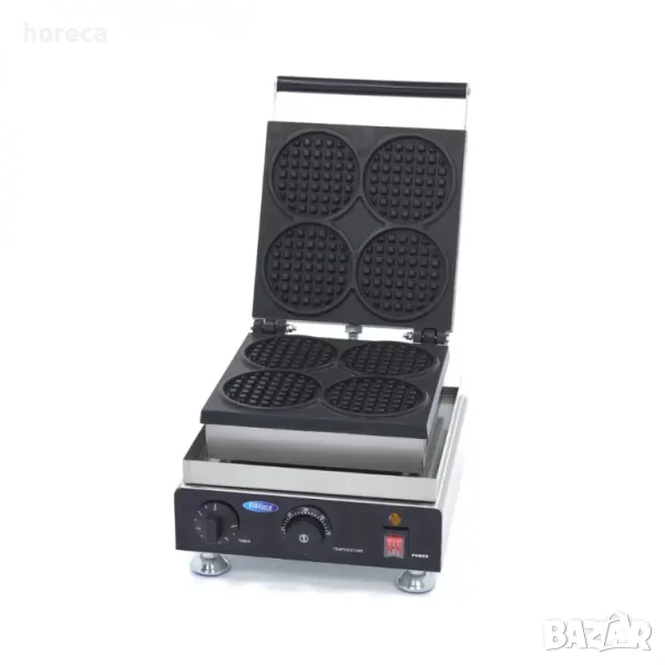 Гофретник - 4 кръгли вафли - термостат, таймер, незалепващо покритие, снимка 1