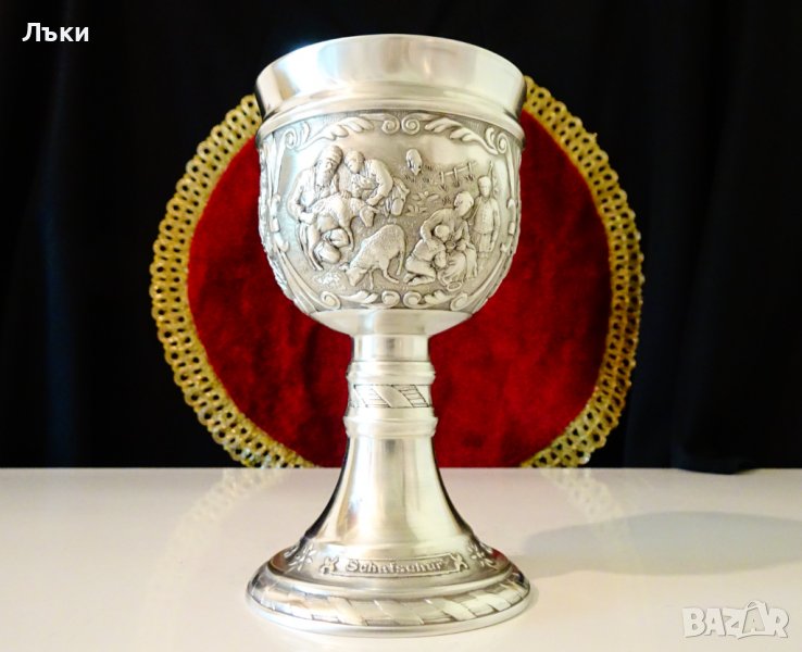 Калаен бокал за вино,битови селски картини. , снимка 1