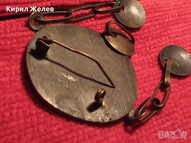 СТАРА БРОНЗОВА ПОМЕДНЕНА ЕТНОГРАФСКА БРОШКА НАКИТ ВЪЗРОЖДЕНСКИ СТИЛ 1503, снимка 2 - Антикварни и старинни предмети - 30384014
