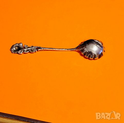 Старинна сребърна лъжица със роза 800 сребро за подарък, снимка 4 - Декорация за дома - 36844827