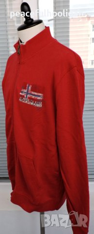 Napapijri Men's Red Long Sleeve Full Zipped Casual Track Jacket  - мъжко горнище размер L, снимка 6 - Суичъри - 43252709